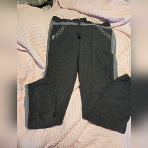 Rampage Size XL Distressed Gray Sweat Pants Elastic Ankle Rhinestone Accent